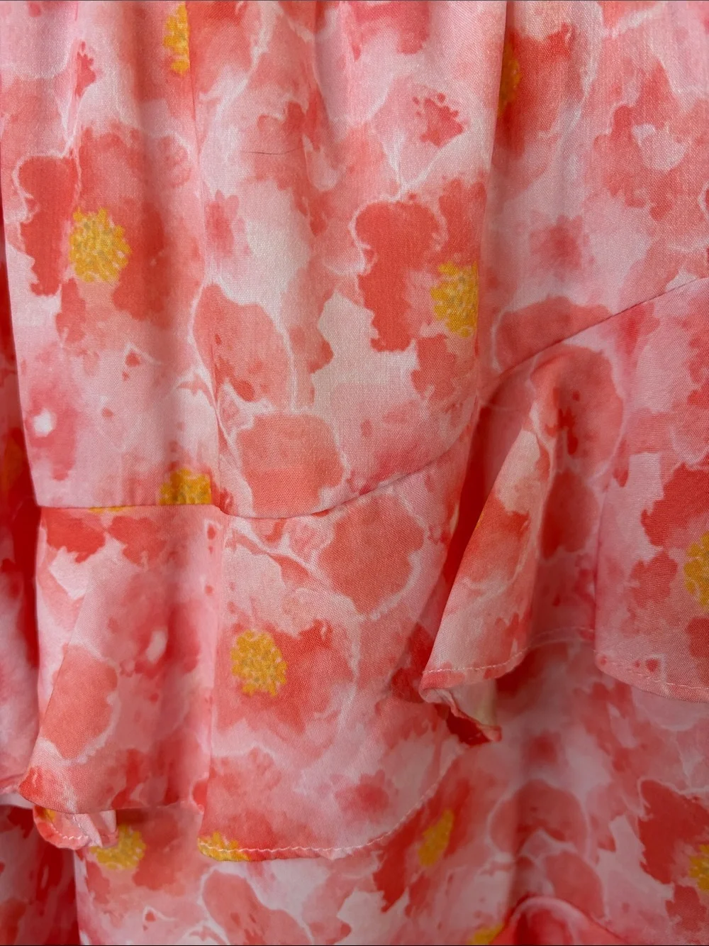 Grace Karin Coral Pink & Yellow Floral Ruffle Summer Dress Girls 8 NWOT